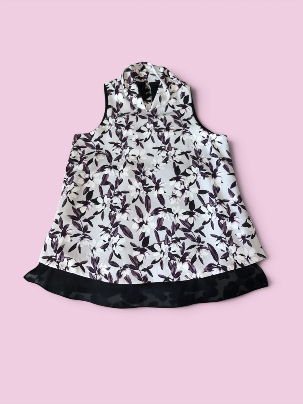 Alfani White elegant  Floral Sleeveless A-Line Top